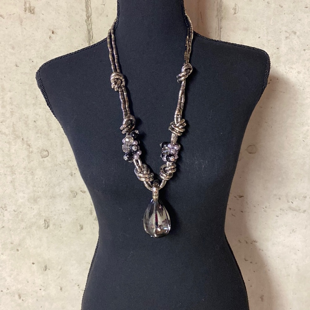 Silver and grey statement necklace.